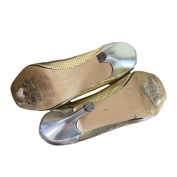 Style & Co. "Freckles" Peep Toe Metallic Heels Formal Special Occasion SZ 6.5 - Picture 7 of 12